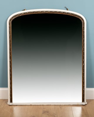 Lot 295 - A Victorian overmantle mirror, later white...