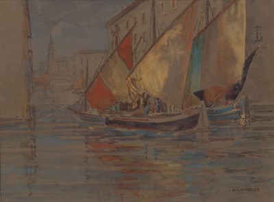 Lot 429 - Nora Wheeler (b. 1892) Fishing Boats at...