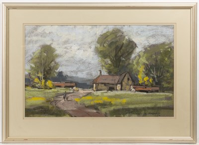 Lot 430 - Aubrey R Phillips (b.1920) Landscape with farm...