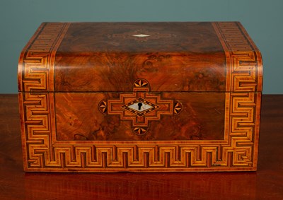 Lot 56 - A walnut veneered sewing box, with mother of...