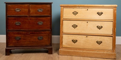 Lot 224 - A small chest of drawers, mahogany, two short,...