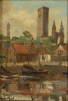 Lot 444 - Kate Wylie (1877-1941) A continental harbour...