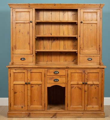 Lot 133 - A large pine dresser, with bottom and top...