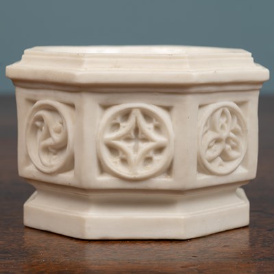 Lot 37 - A Victorian mini church font, parian ware, in...