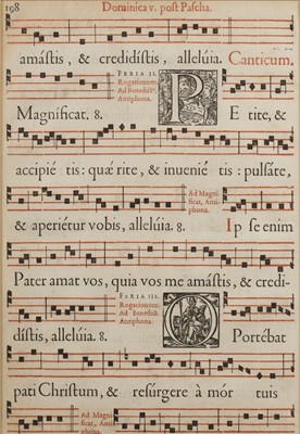 Lot 131 - An 18th century antiphonal leaf with printed...