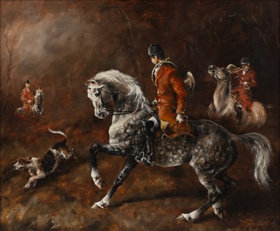 Lot 508 - Hubert de Watrigant (b.1954) Hunting scene...