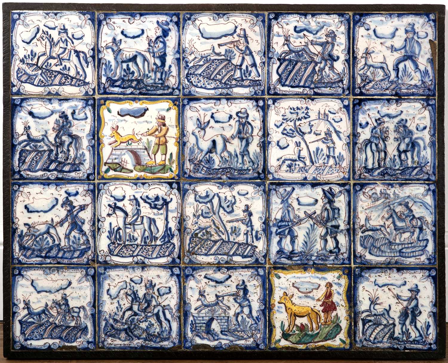 Lot 74 - Panel of twenty blue and white and manganese...