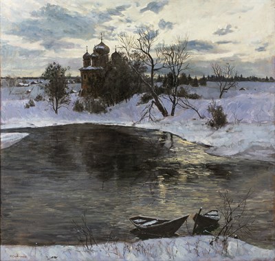 Lot 525 - 20th century Russian school Winter landscape...