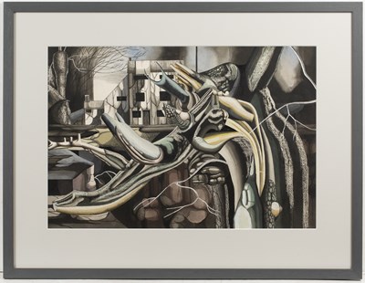 Lot 480 - Eric Huson (b.1930) Landscape with tree,...