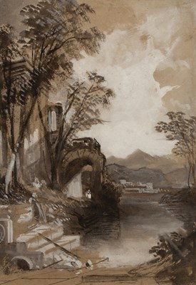 Lot 484 - John Gendall (1790-1865) A classical river...