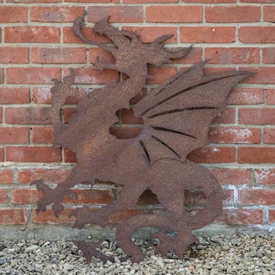 Lot 1175 - A pierced steel silhouette of the Welsh dragon