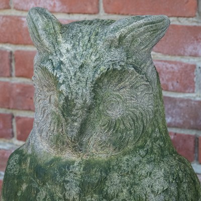 Lot 1155 - A pair of antique reconstituted stone owl sculptures