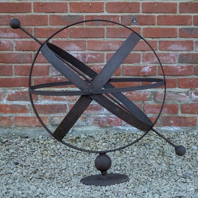 Lot 1156 - A large wrought iron armillary sphere sundial