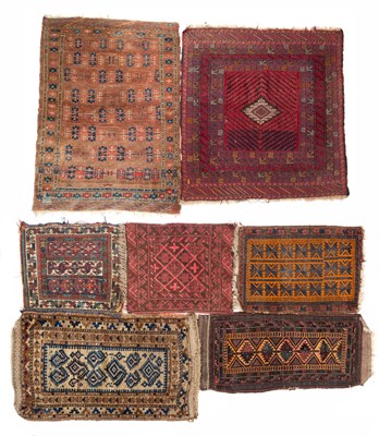 Lot 1044 - A Middle Eastern flatweave rug and six further Persian mats