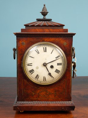 Lot 266 - A 19th century mahogany and rosewood mantel clock or timepiece