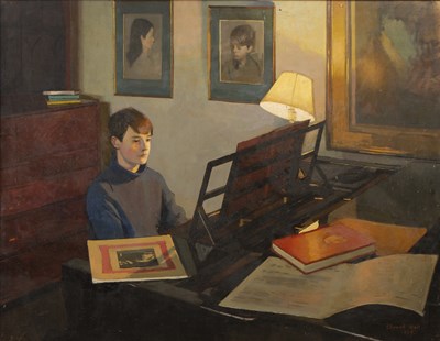 Lot 146 - Edward Hall (1922-1991) 'Matthew at the piano',...