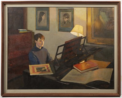 Lot 146 - Edward Hall (1922-1991) 'Matthew at the piano',...