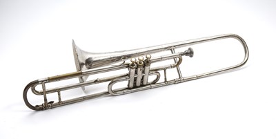 Lot 147 - A Van Engelen silver plated valve trombone,...