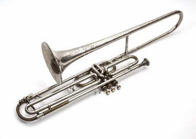 Lot 147 - A Van Engelen silver plated valve trombone,...