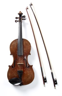 Lot 162 - A violin with two piece back and printed...