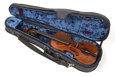 Lot 170 - A German violin with two piece back, length of...