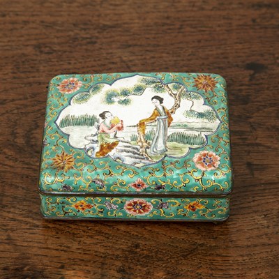 Lot 203 - Small Canton enamel rectangular box Chinese,...