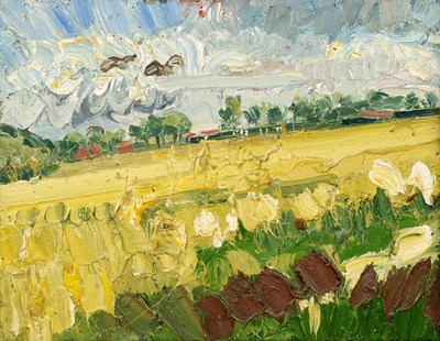 Lot 433 - George Rowlett (b.1941) Cornfields at Hull...