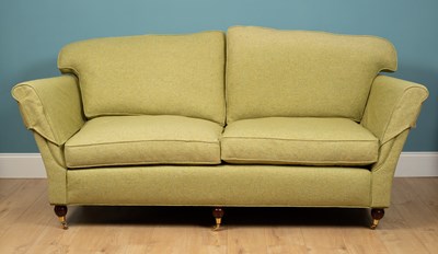 Lot 277A - A green flecked sofa, mahogany, with squared...