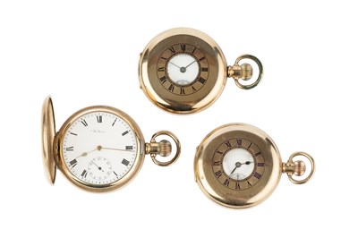 Lot 208 - A 9ct gold half hunter pocket watch, the white...