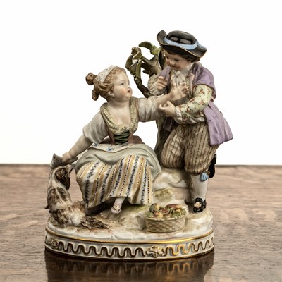 Lot 302 - Meissen porcelain figure group of two young...