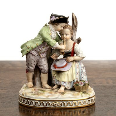 Lot 301 - Meissen porcelain figure group of two young...