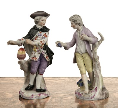 Lot 300 - Pair of Continental porcelain figures one of a...