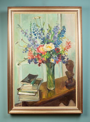 Lot 162 - Jean Dupays (French), 'Still life with flowers'