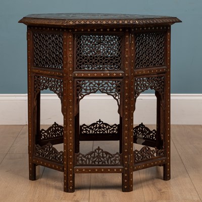 Lot 402 - A late 19th century style Anglo-Indian octagonal folding coffee table