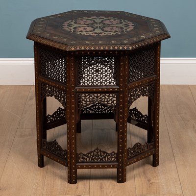 Lot 402 - A late 19th century style Anglo-Indian octagonal folding coffee table