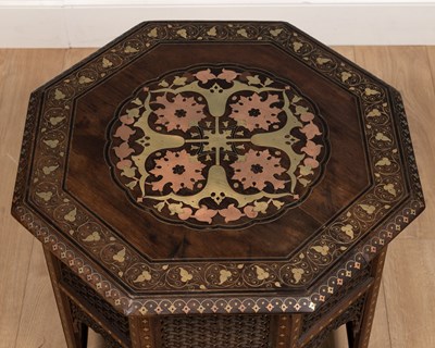 Lot 402 - A late 19th century style Anglo-Indian octagonal folding coffee table