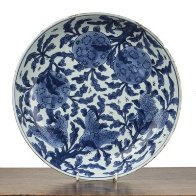Lot 32 - Blue and white porcelain deep dish Chinese,...