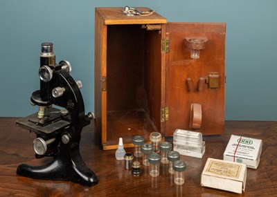 Lot 73 - A Model 29 Beck Ltd microscope and other scientific items