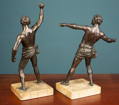 Lot 248 - A pair of French Art Deco style bronzed effect spelter athletes