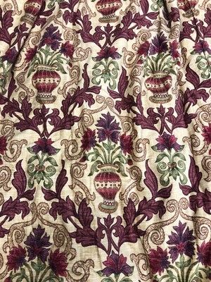 Lot 214 - A large red and cream lined door curtain