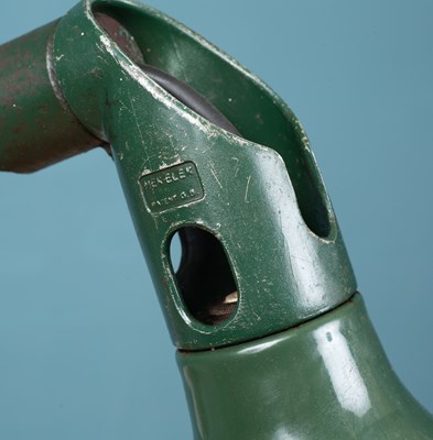 Lot 579 - A Mek Elek racing green industrial floor lamp