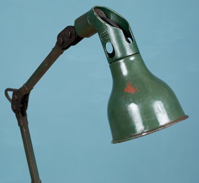 Lot 579 - A Mek Elek racing green industrial floor lamp
