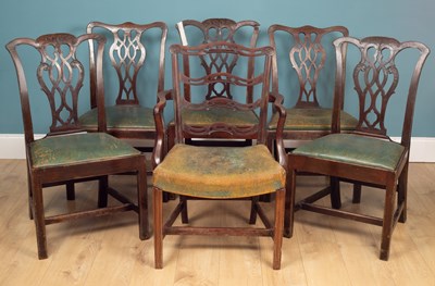 Lot 498 - Six Georgian-style mahogany dining chairs