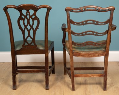 Lot 498 - Six Georgian-style mahogany dining chairs