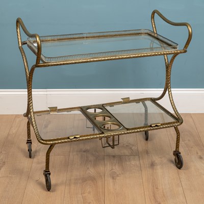 Lot 206 - A brass drinks trolley