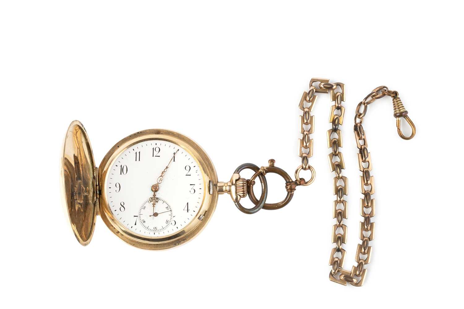 Lot 209 - A hunter pocket watch, the white enamel dial...