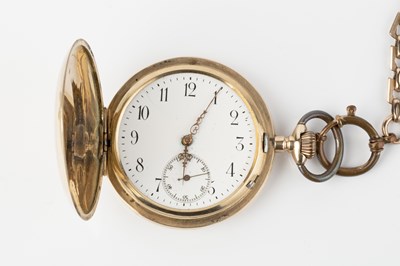 Lot 209 - A hunter pocket watch, the white enamel dial...