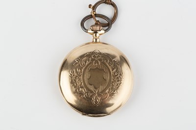 Lot 209 - A hunter pocket watch, the white enamel dial...