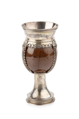 Lot 775 - An Edwardian silver mounted coconut cup,...