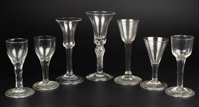 Lot 51 - A collection of seven antique wine glasses